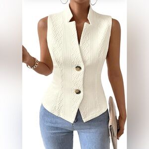 Mina Self Sleeveless Sweater Vest Top - Warm Knit Stretchy Lightweight Lined